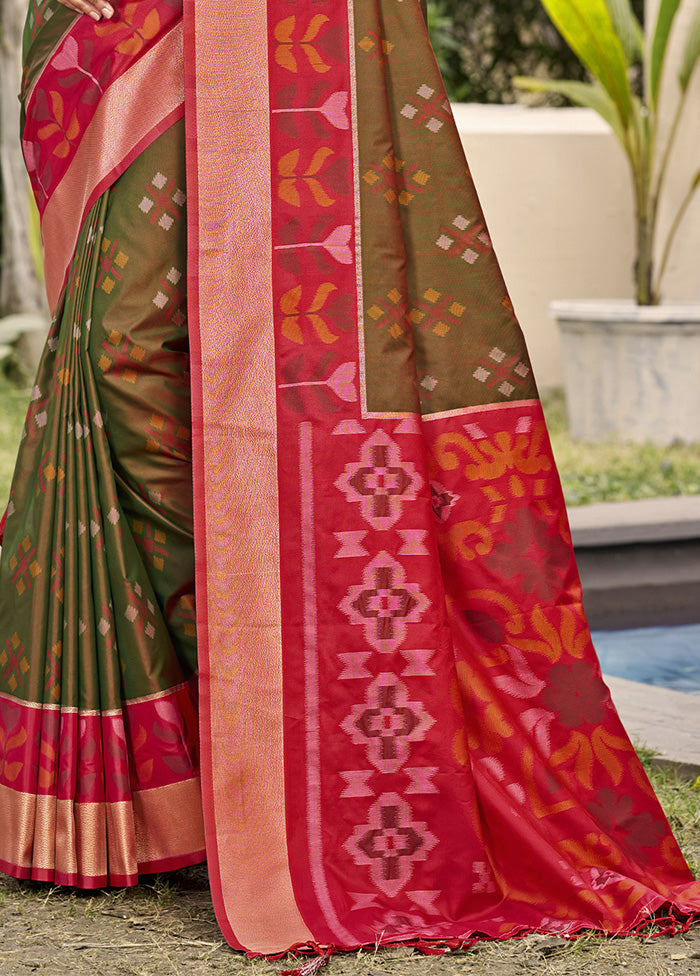 Brown Spun Silk Saree With Blouse Piece