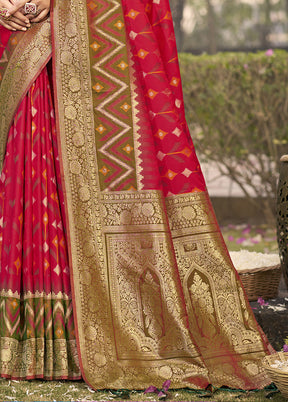 Red Spun Silk Saree With Blouse Piece