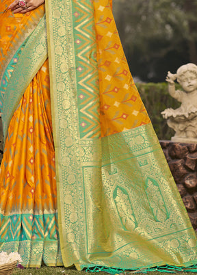 Yellow Spun Silk Saree With Blouse Piece