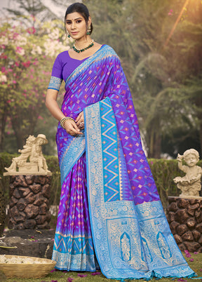 Purple Spun Silk Saree With Blouse Piece