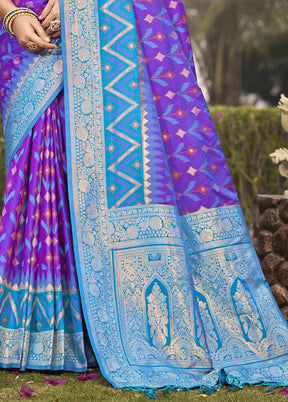 Purple Spun Silk Saree With Blouse Piece