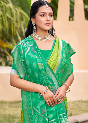 Light Green Spun Silk Saree With Blouse Piece