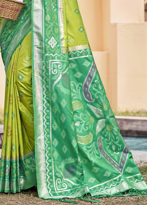 Light Green Spun Silk Saree With Blouse Piece