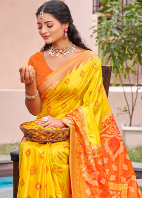 Yellow Spun Silk Saree With Blouse Piece