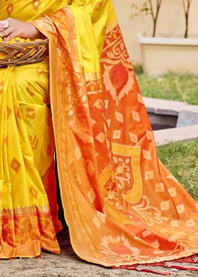 Yellow Spun Silk Saree With Blouse Piece