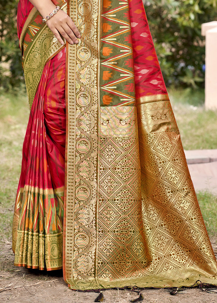 Red Spun Silk Saree With Blouse Piece