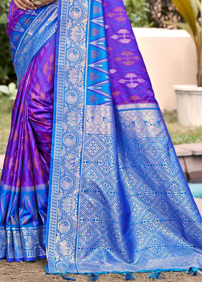 Violet Spun Silk Saree With Blouse Piece