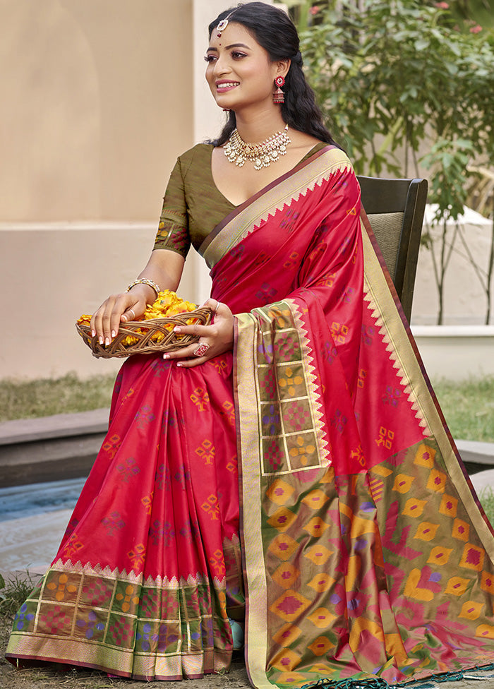 Pink Spun Silk Saree With Blouse Piece