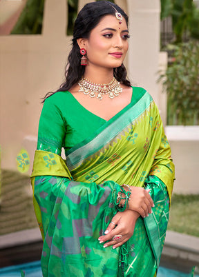 Light Green Spun Silk Saree With Blouse Piece