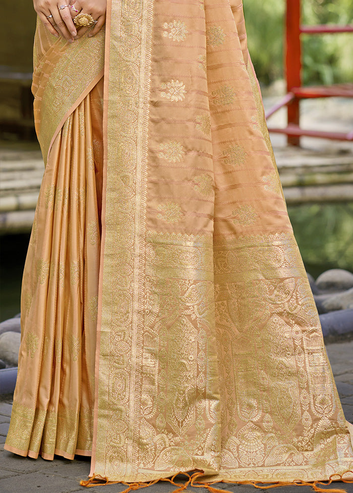 Cream Spun Silk Saree With Blouse Piece