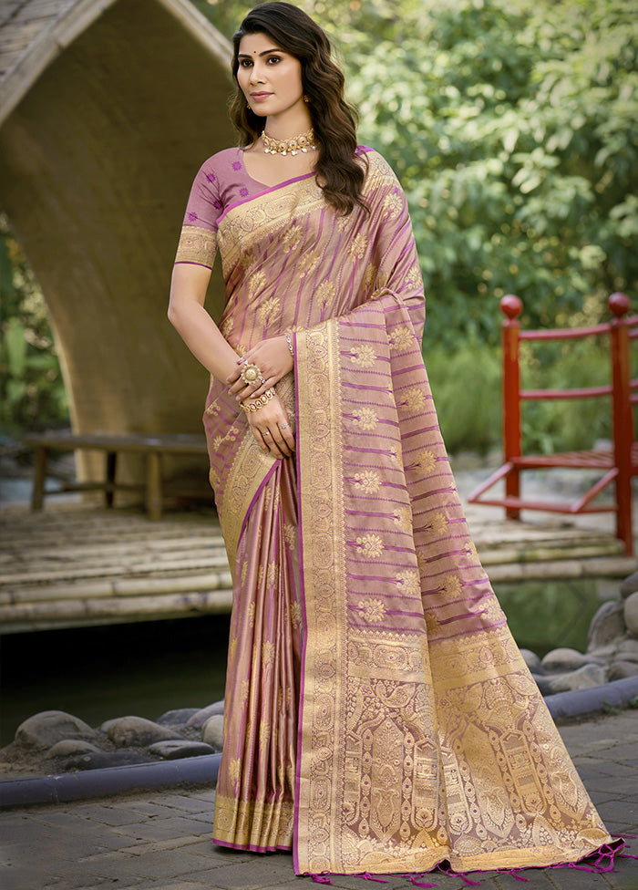 Pink Spun Silk Saree With Blouse Piece