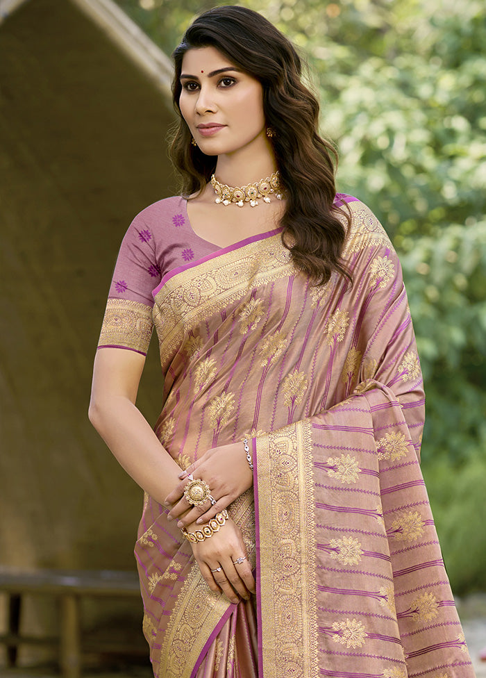 Pink Spun Silk Saree With Blouse Piece