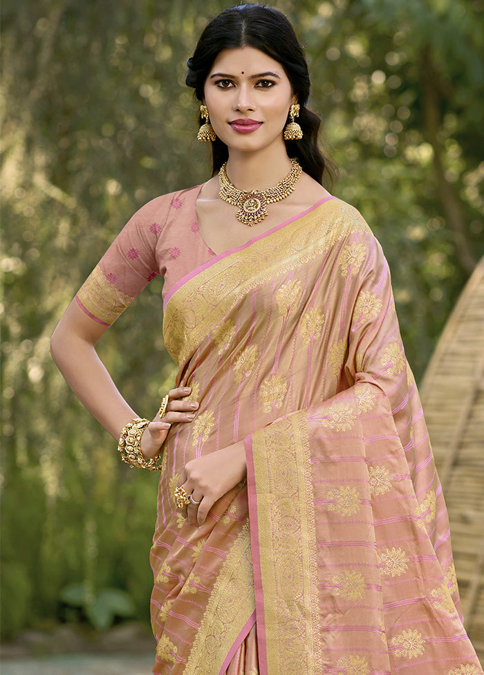 Pink Spun Silk Saree With Blouse Piece