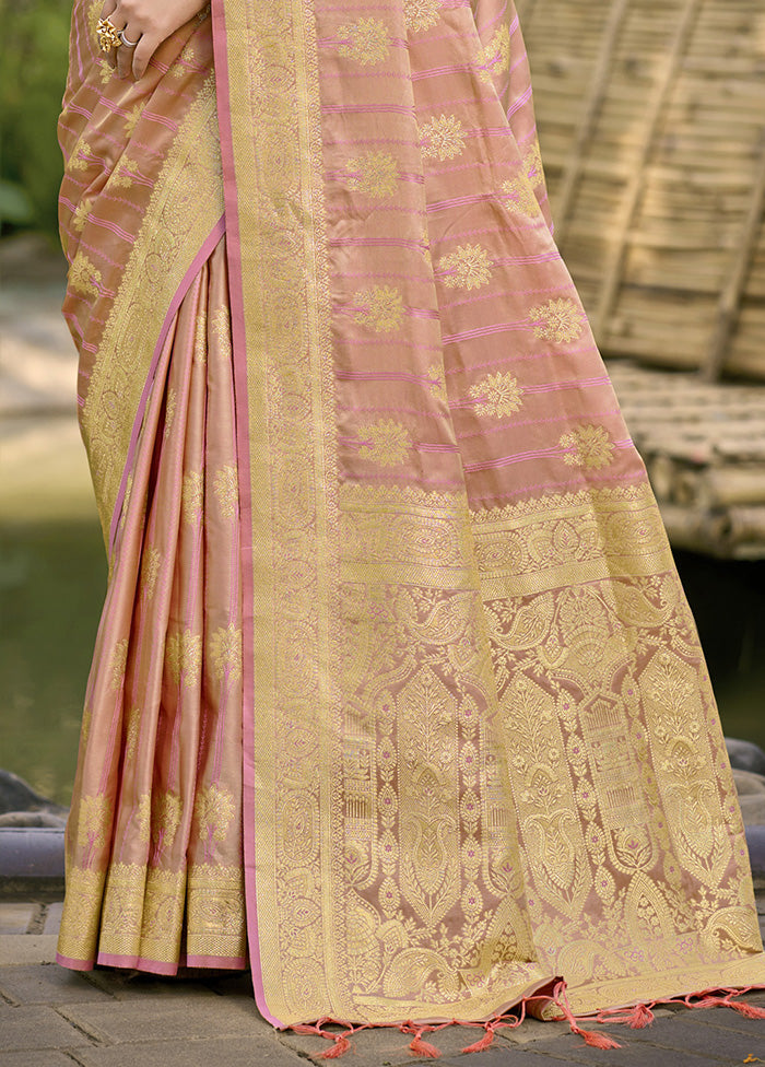 Pink Spun Silk Saree With Blouse Piece