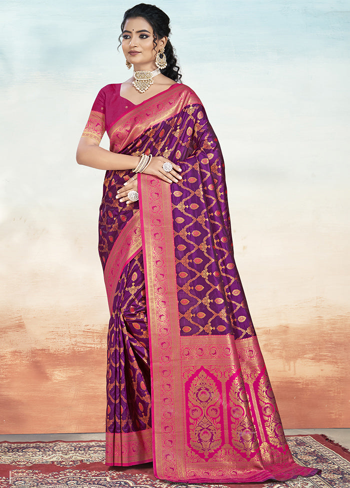 Wine Dupion Silk Saree With Blouse Piece