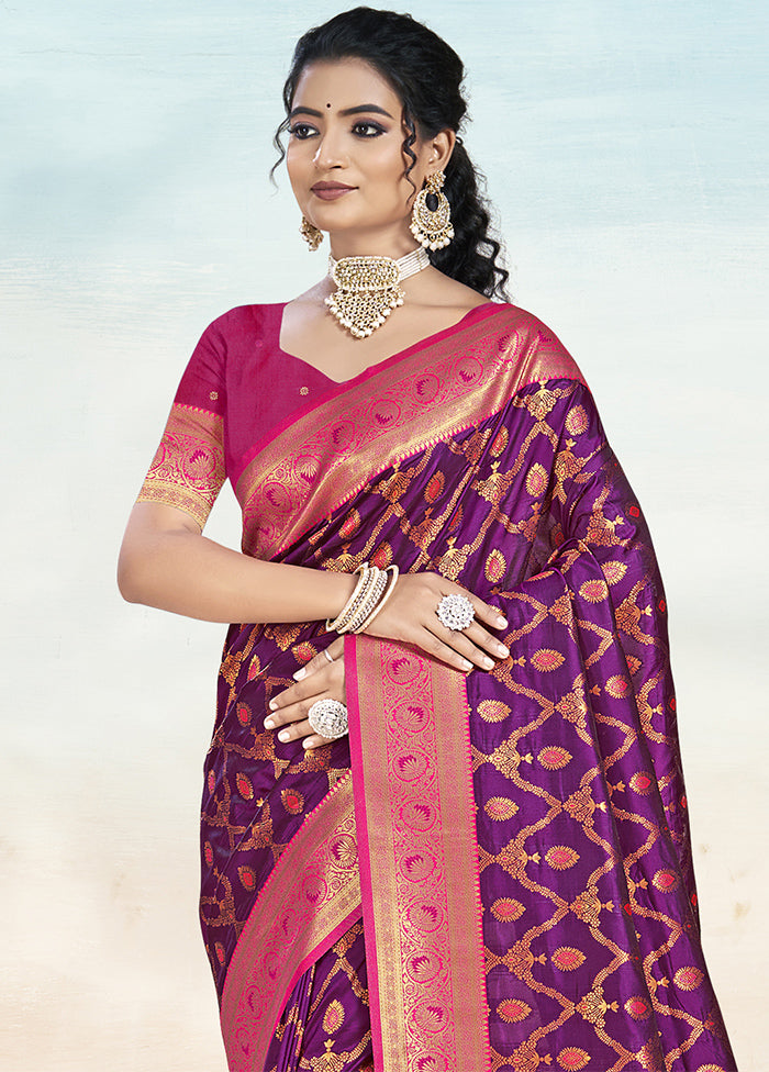 Wine Dupion Silk Saree With Blouse Piece