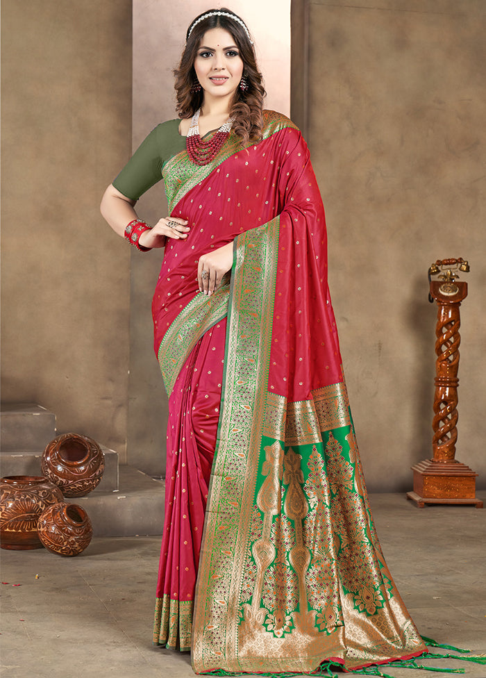 Pink Dupion Silk Saree With Blouse Piece