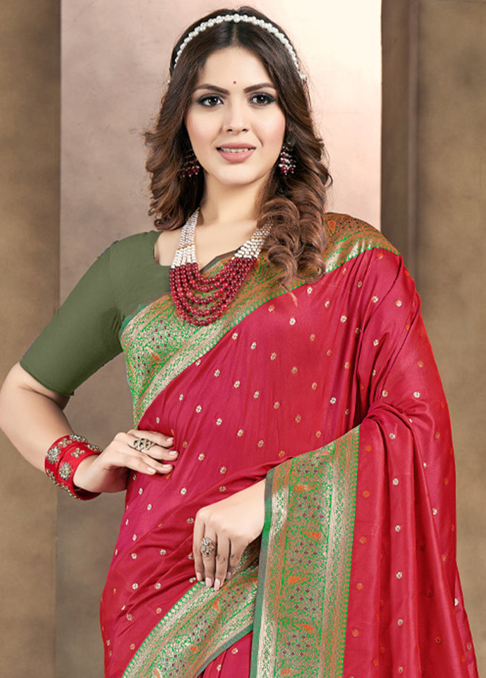 Pink Dupion Silk Saree With Blouse Piece