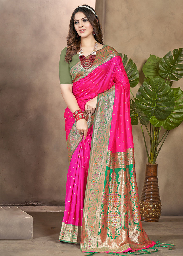 Light Pink Dupion Silk Saree With Blouse Piece