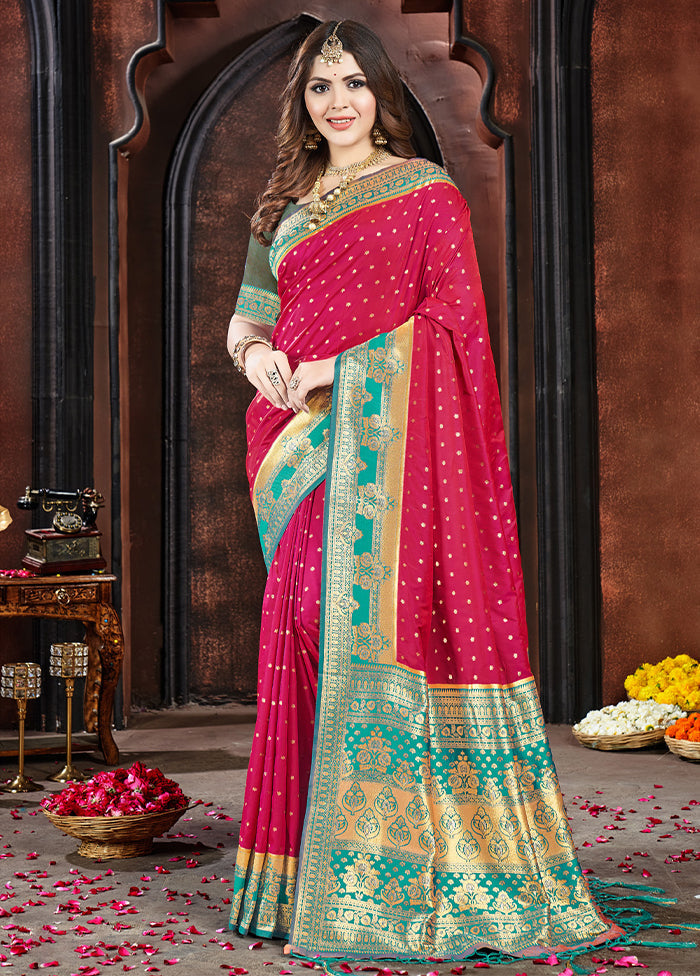 Pink Dupion Silk Saree With Blouse Piece