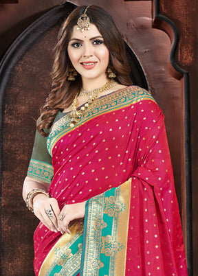 Pink Dupion Silk Saree With Blouse Piece