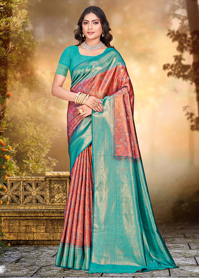 Multicolor Dupion Silk Saree With Blouse Piece