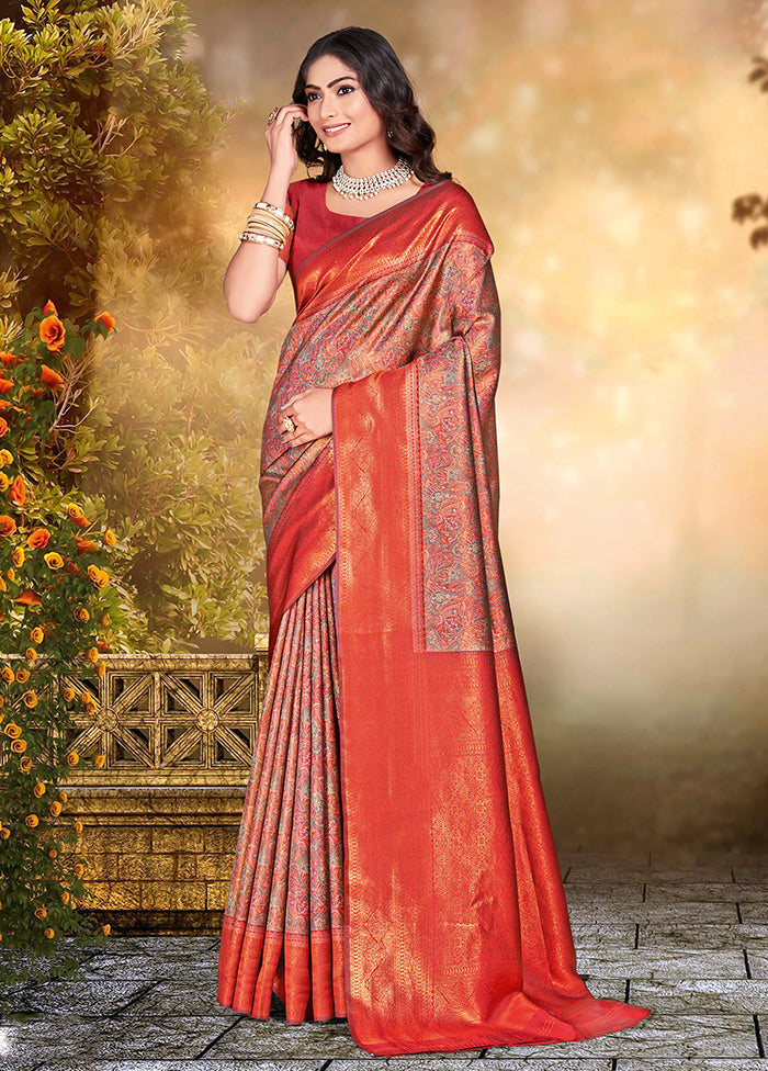 Multicolor Dupion Silk Saree With Blouse Piece