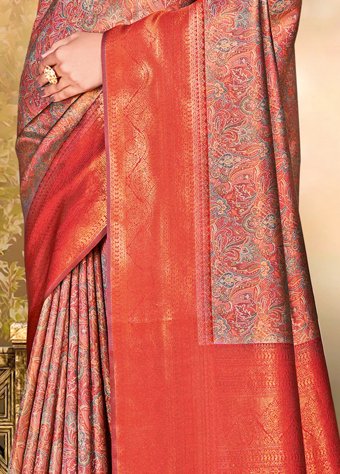 Multicolor Dupion Silk Saree With Blouse Piece