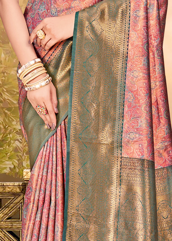 Multicolor Dupion Silk Saree With Blouse Piece