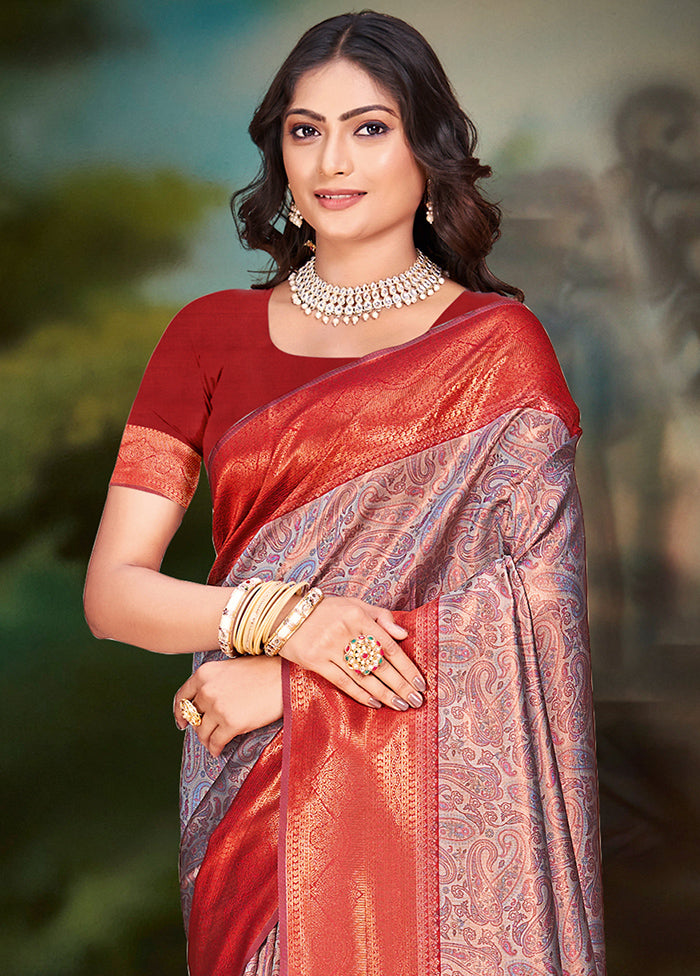 Multicolor Dupion Silk Saree With Blouse Piece