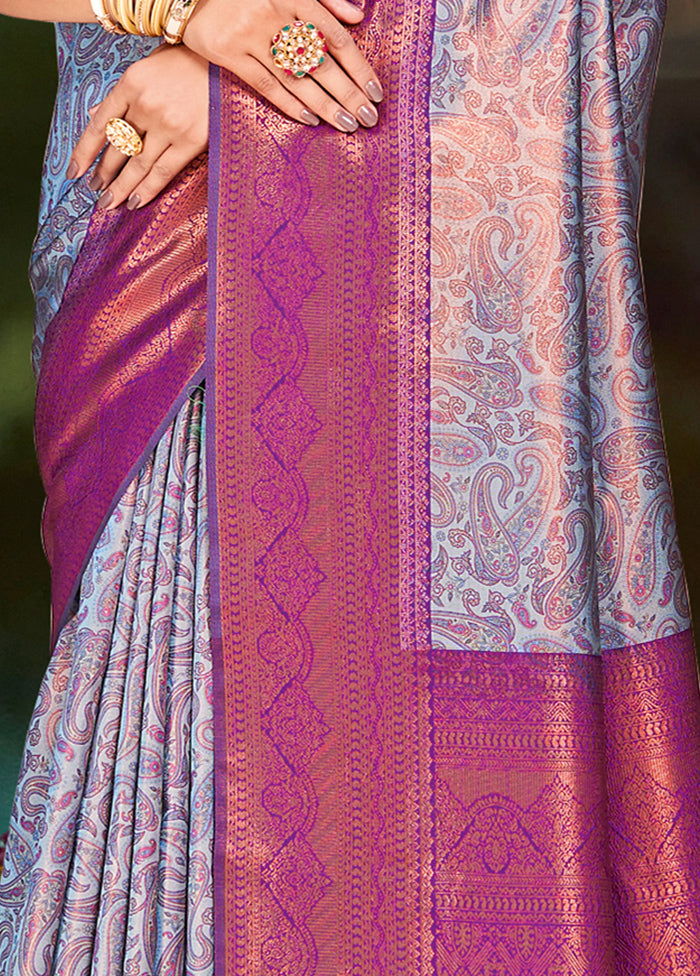 Multicolor Dupion Silk Saree With Blouse Piece