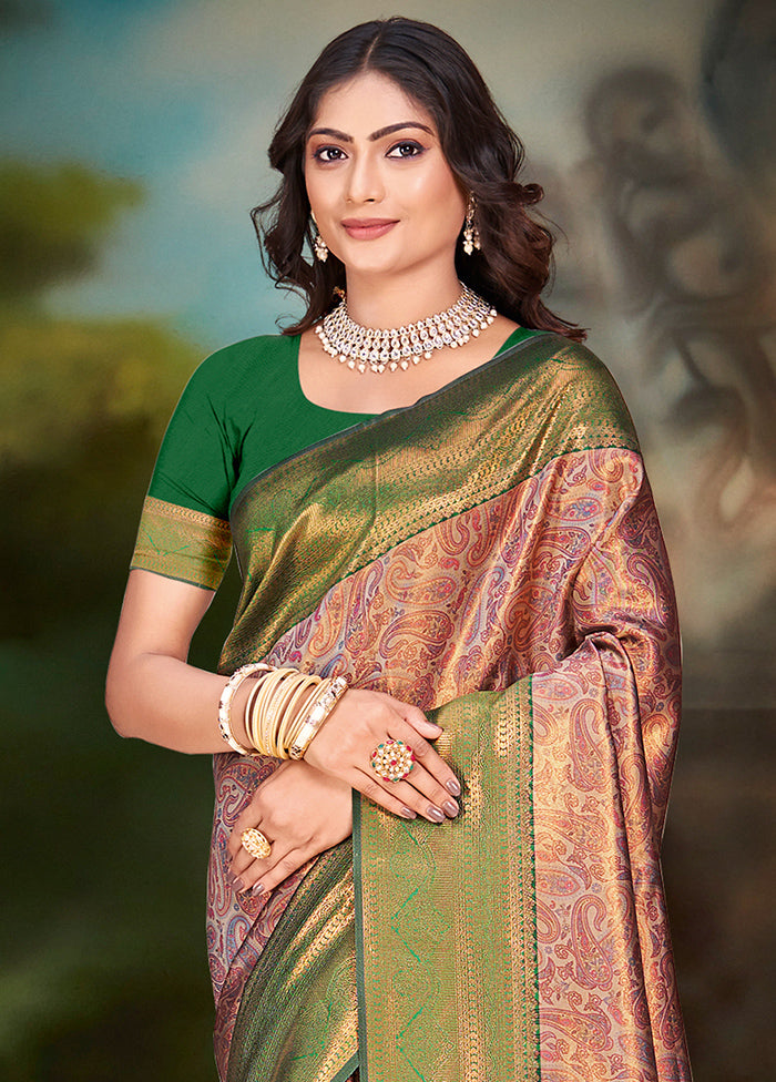 Multicolor Dupion Silk Saree With Blouse Piece