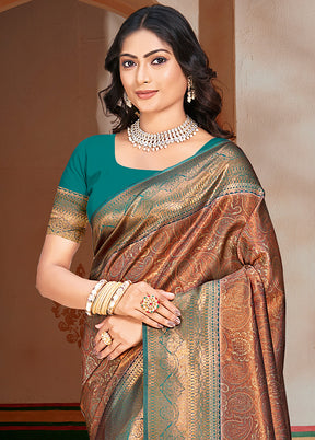 Multicolor Dupion Silk Saree With Blouse Piece