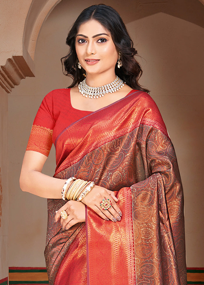 Multicolor Dupion Silk Saree With Blouse Piece