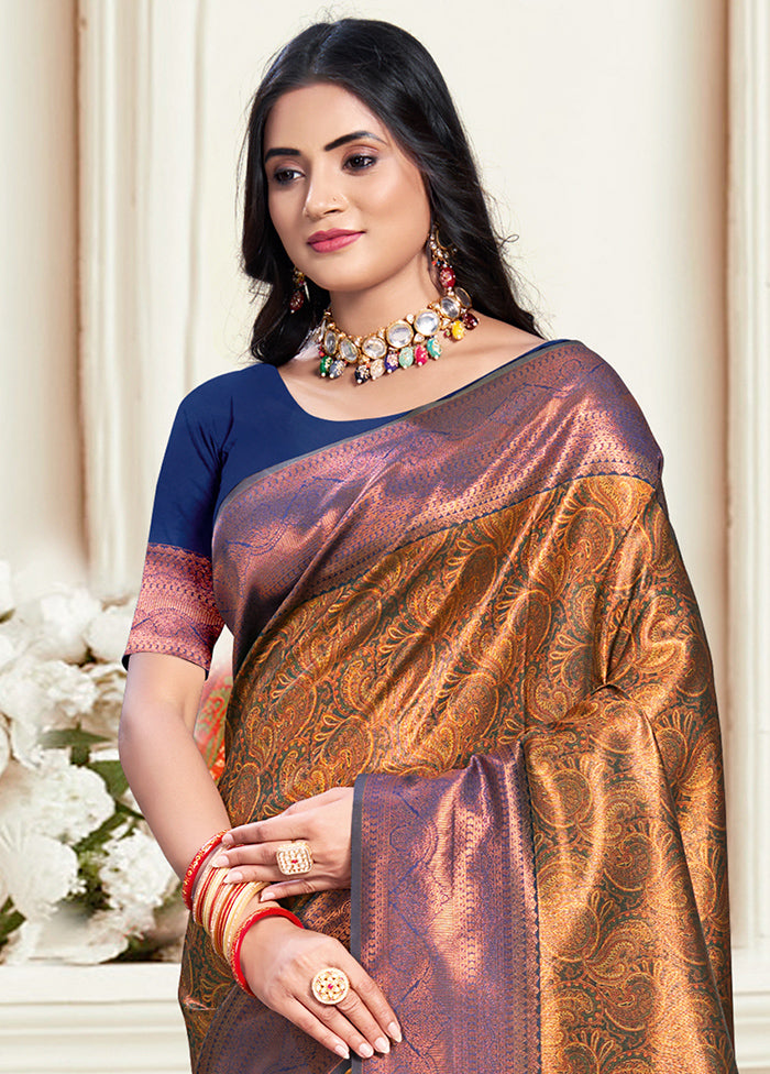 Multicolor Dupion Silk Saree With Blouse Piece