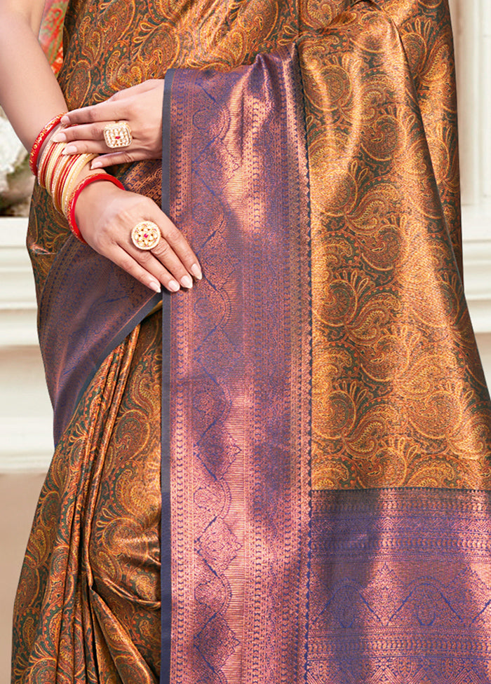 Multicolor Dupion Silk Saree With Blouse Piece