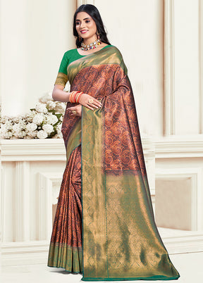 Multicolor Dupion Silk Saree With Blouse Piece