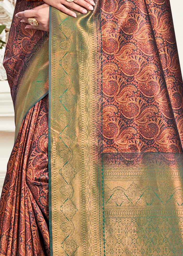 Multicolor Dupion Silk Saree With Blouse Piece