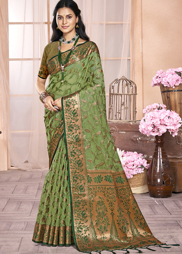 Multicolor Organza Saree With Blouse Piece