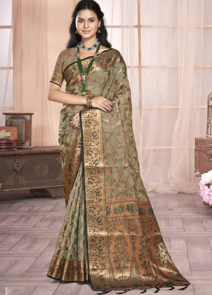 Multicolor Organza Saree With Blouse Piece