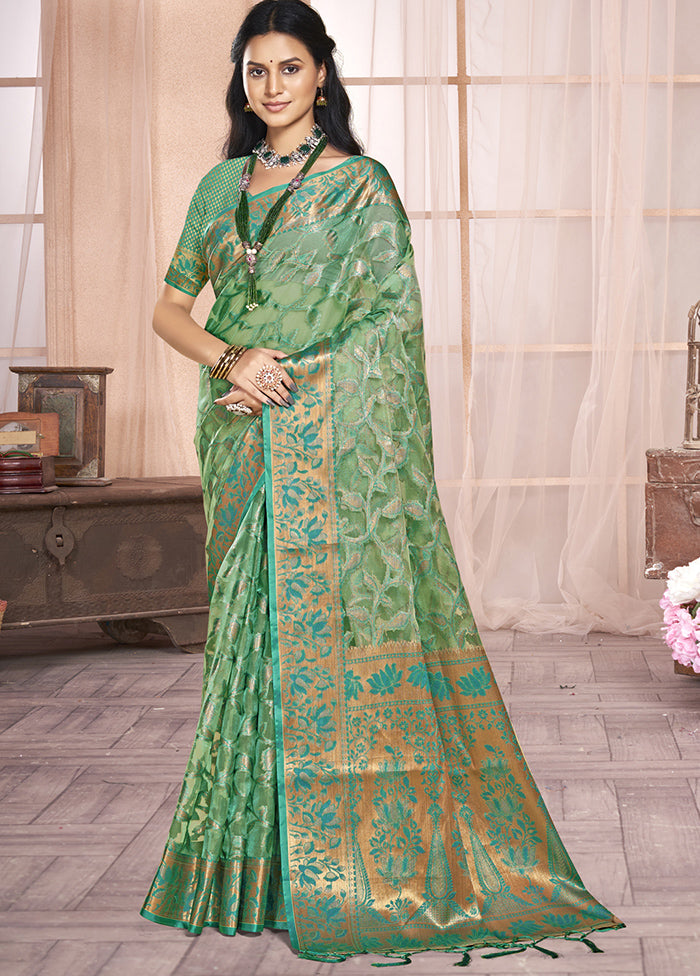 Multicolor Organza Saree With Blouse Piece