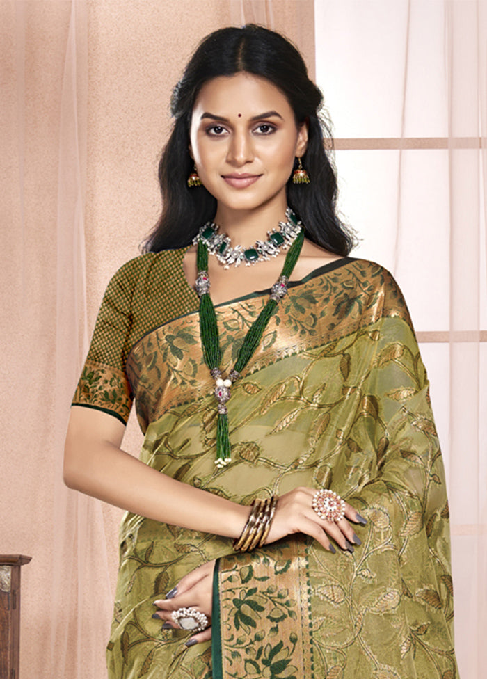 Multicolor Organza Saree With Blouse Piece