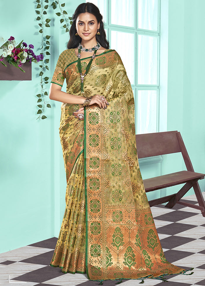 Multicolor Organza Saree With Blouse Piece