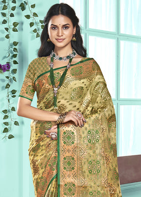 Multicolor Organza Saree With Blouse Piece