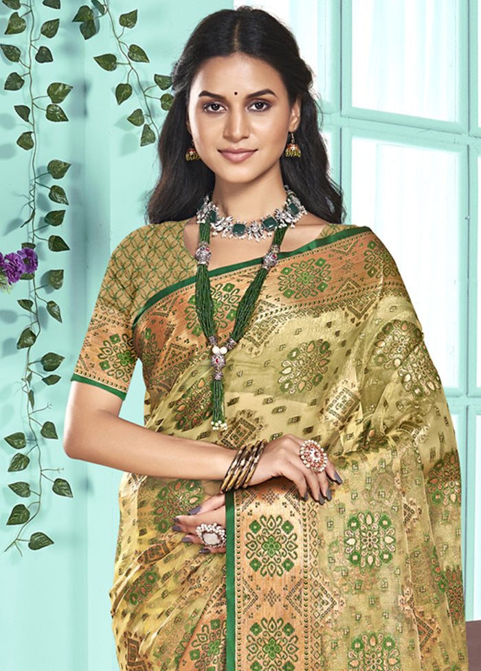 Multicolor Organza Saree With Blouse Piece