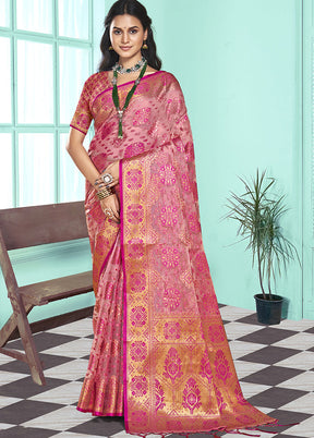 Multicolor Organza Saree With Blouse Piece