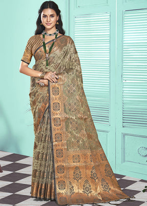 Multicolor Organza Saree With Blouse Piece