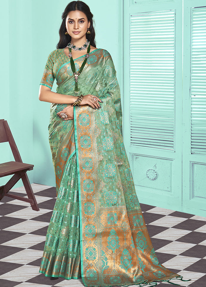 Multicolor Organza Saree With Blouse Piece