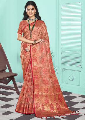 Multicolor Organza Saree With Blouse Piece