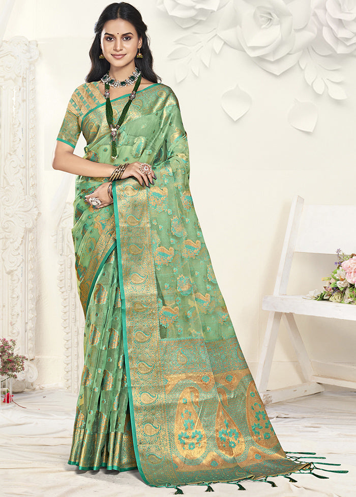 Multicolor Organza Saree With Blouse Piece